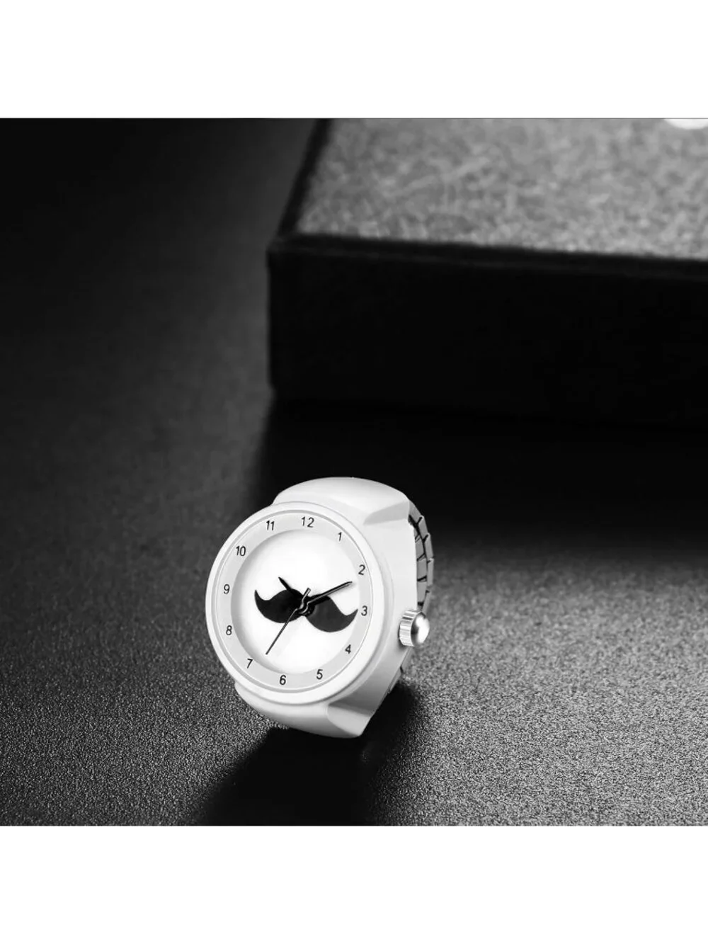 Unisex White Analog Quartz Stainless Steel Arabic Numerals Casual Ring Watch